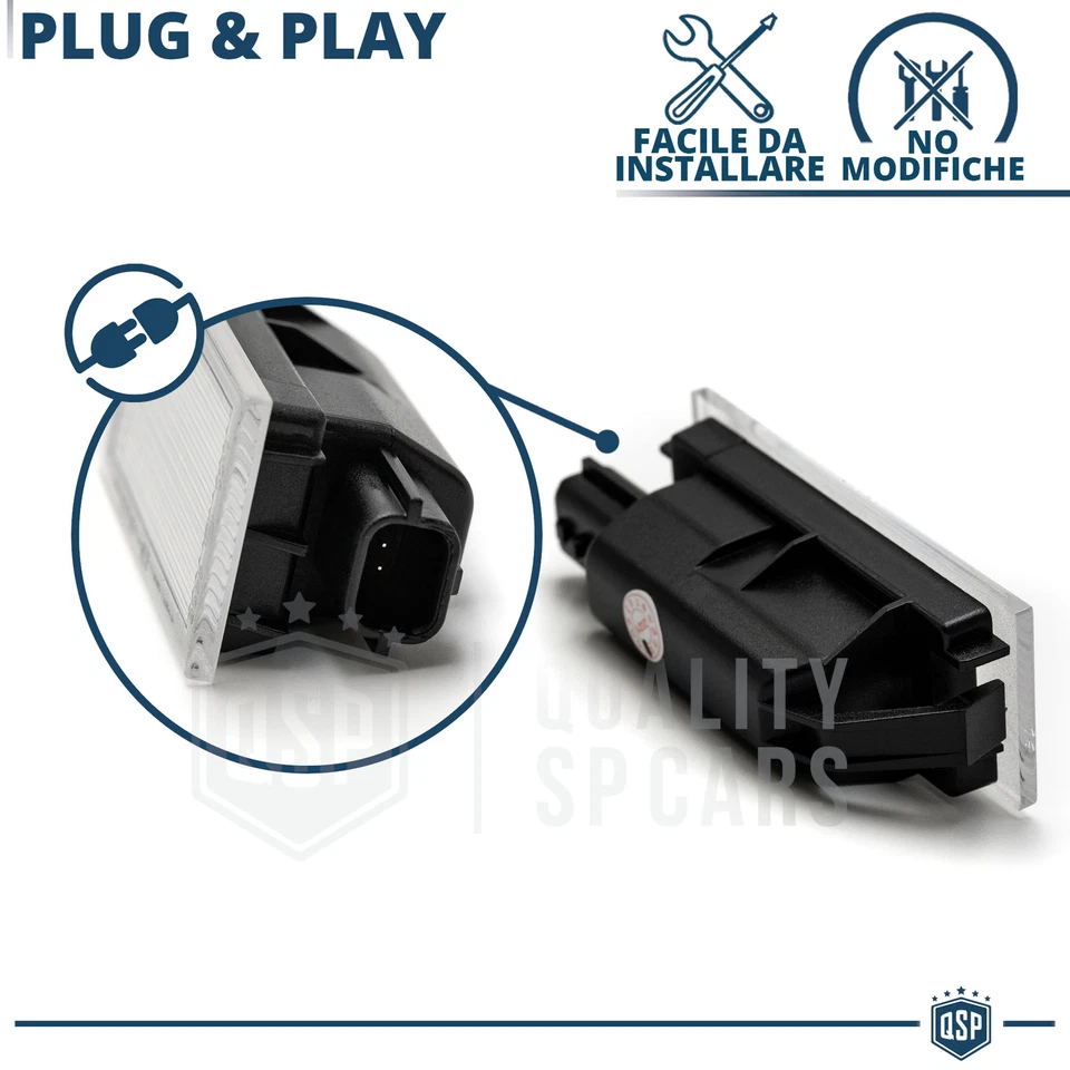 Luci TARGA LED per Renault Megane 2 PLACCHETTE Canbus COMPLETE Luce GHIACCIO - Immagine 4 di 4