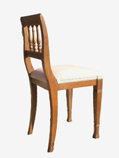 Jugendstil-Stuhl, gepolstert, massiv Kirschholz, um 1900, Polsterung, 3 vorh.