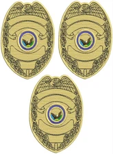 3 personalized embroidery badges H3.93 X W2.87 '' BLACK ON tan