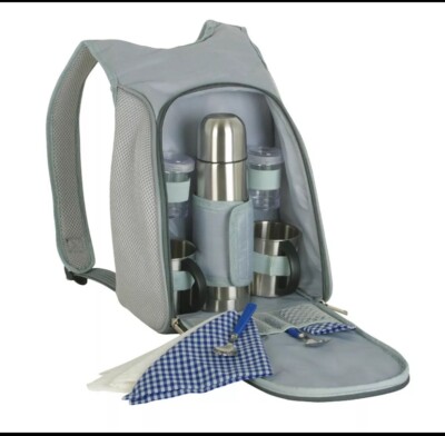 Picnic Coffee Backpack Set For Two (Mugs, Spoons, Stainless Steel Thermos)