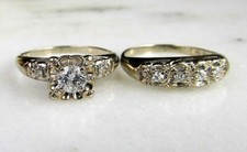 2Ct Round Lab Created Diamond Engagement Bridal Ring Set 14K White Gold Finish