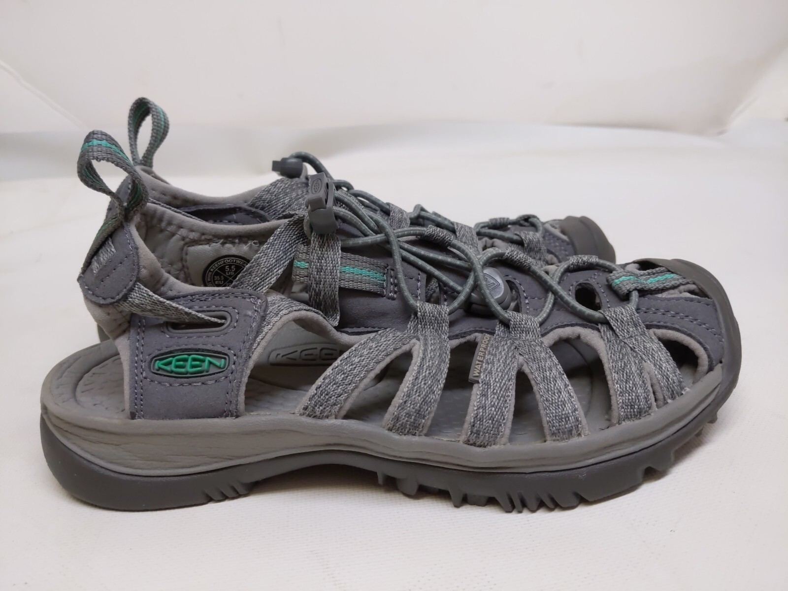 Sandali sportivi KEEN 5 5 $120 Whisper grigio verde punta chiusa