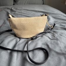 Primark woven zip-top bag with a crossbody Black Strap