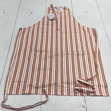 Williams Sonoma Classic Stripe Apron Adult 100% Cotton Orange White Chef New