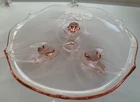 Pink Depression Glass Dish Cake Plate 3-Footed 10" Lancaster Jubilee