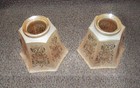 PAIR OF ETCHED PEACH COLORED 2 1/4" FITTER GLASS SHADES #8008 — photo 2