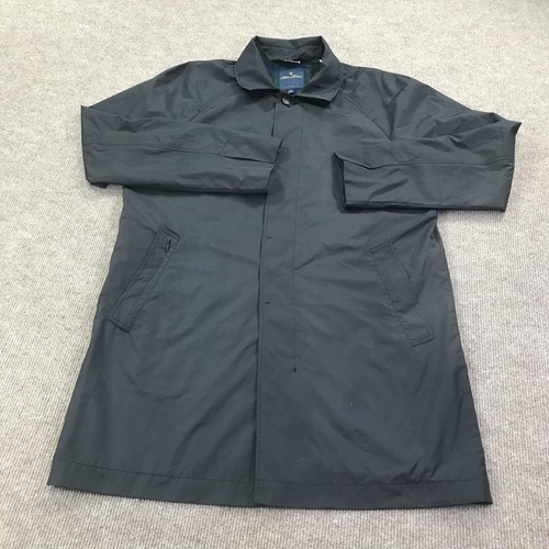 Brooks Brothers Coat Mens Medium Tartan Lined Rain Mac Car Coat Hidden Placket - Picture 1 of 18