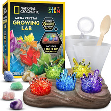 NATIONAL GEOGRAPHIC Mega Crystal Growing Kit for Kids- Grow 8 Crystals with Ligh