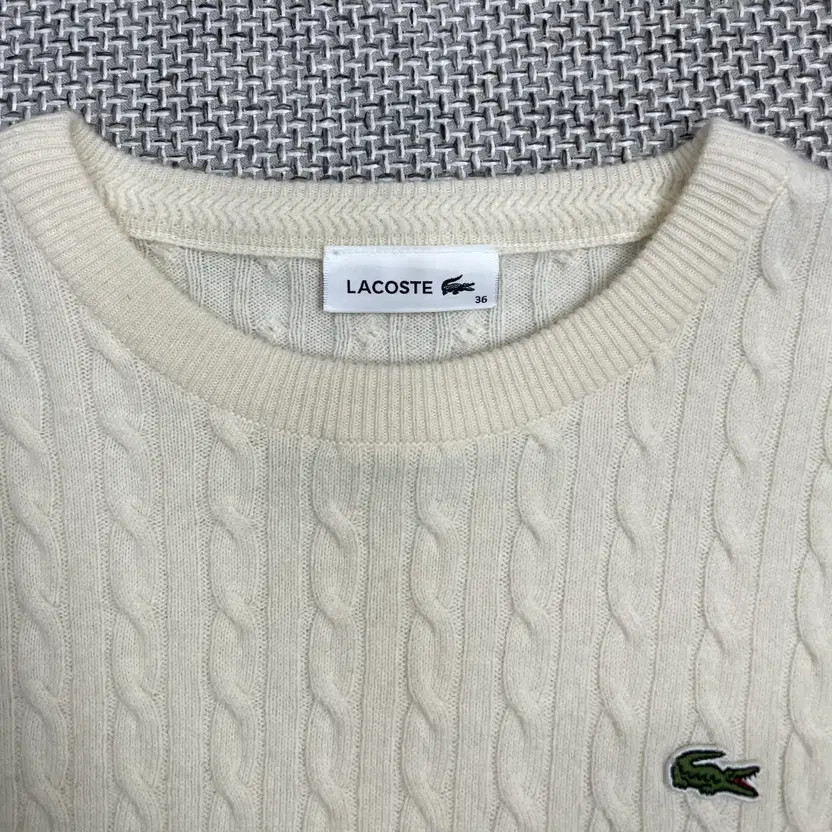 Lacoste Women's Cable Knit Sweater White Size 95 thumbnail 2