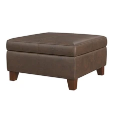 Home Decor |K2380-E910 | Luxury Large Faux Leather Square Storage Ottoman | O...
