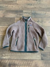 Patagonia Worn Wear Retro Pile Fleece Jacket Kids Sm 7/8 Topsoil Brown Full Zip