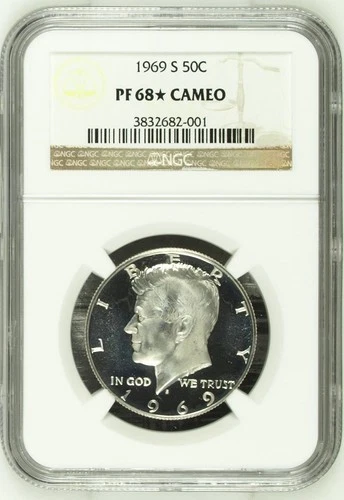 1969 S Silver Clad Kennedy Half Dollar 50c Proof Coin NGC Certified PF68* Cameo