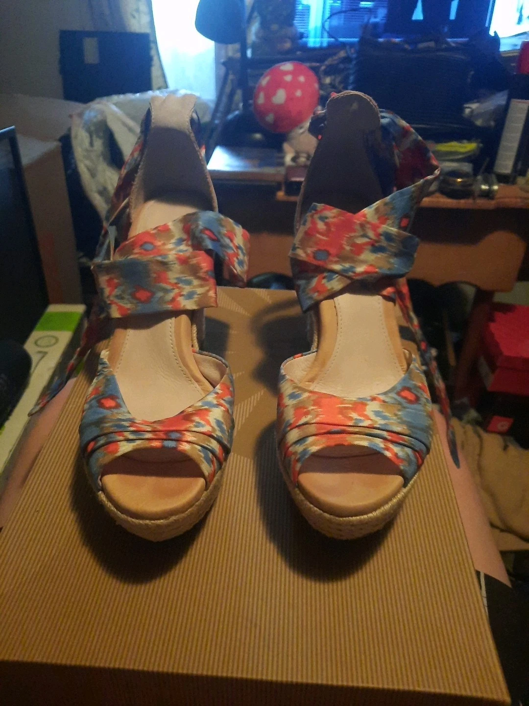 SANDALI UGG PUNTA APERTA CRAVATTA ALLA CAVIGLIA ZEPPE CINTURINO AVVOLGENTE LUCIANNA TACCO ~ DONNA TAGLIA 6