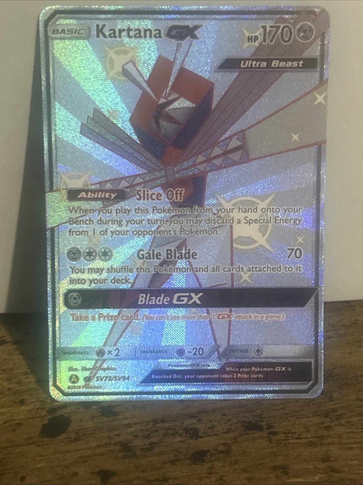 Pokémon TCG Kartana GX Hidden Fates Holo Full Art Ultra Rare Card SV73/SV94