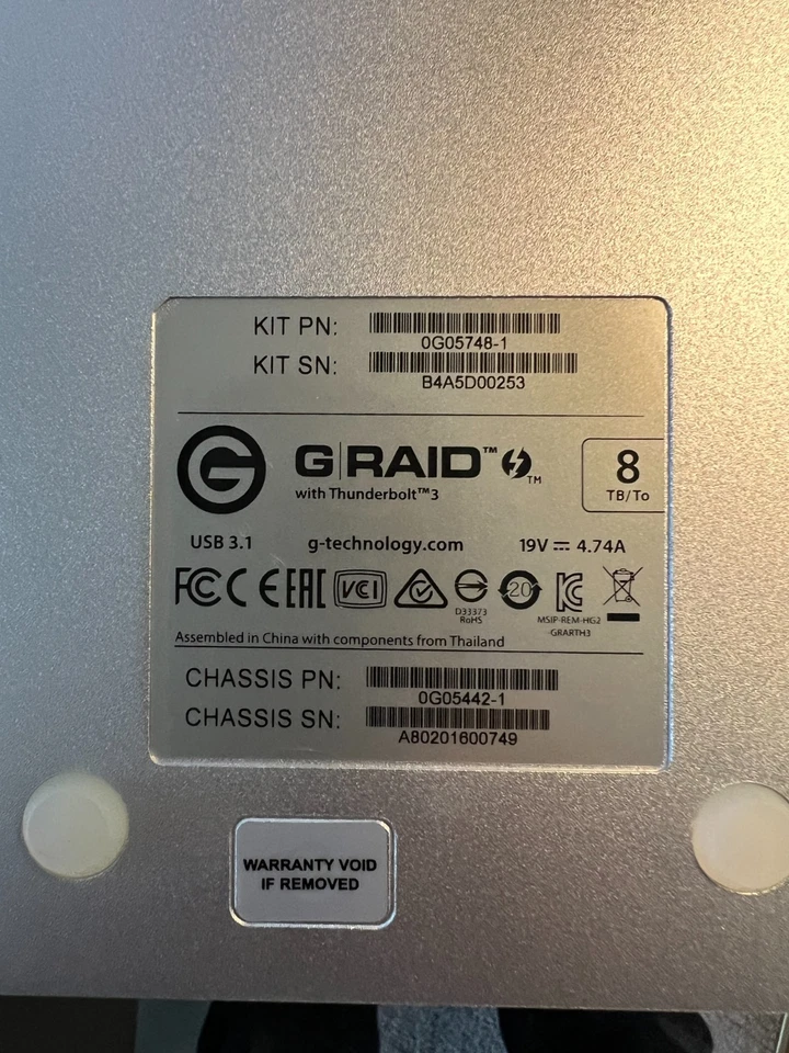 G-Technology 8TB G-RAID 2-Bay Thunderbolt 3 RAID Array Drive - Silver (0G05748-) - Image 4 of 4