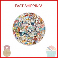 100Pcs World Travel Stickers Pack, Waterproof Vinyl Travel Map Stickers for Suit