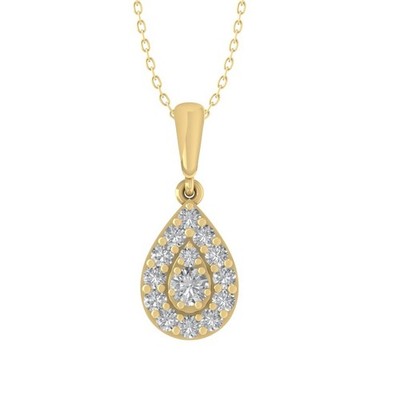10k Yellow Gold Lab Grown Diamond Composite Pendant Necklace 18'' Silver Chain