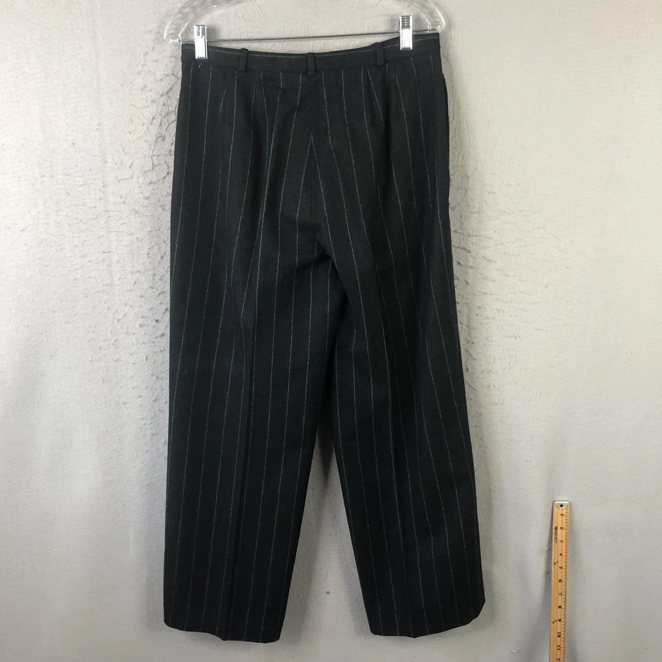 Брюки женские Barry Bricken 10 серые зеленые в тонкую полоску шерстяные плиссированные брюки - Изображение 2 из 4