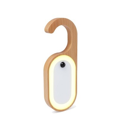 LANDGOO 1-Pack Retro Wooden Door Knob Night Light with Motion Beech 1Pack