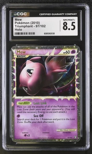 CGC 8.5 Mew 2010 Triumphant 97/102 Holo Pokemon Card