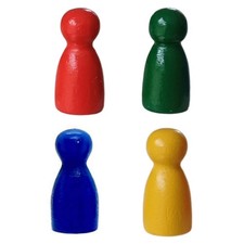 4 Pöppel Spielfiguren aus Holz 12 x 24mm Bun...