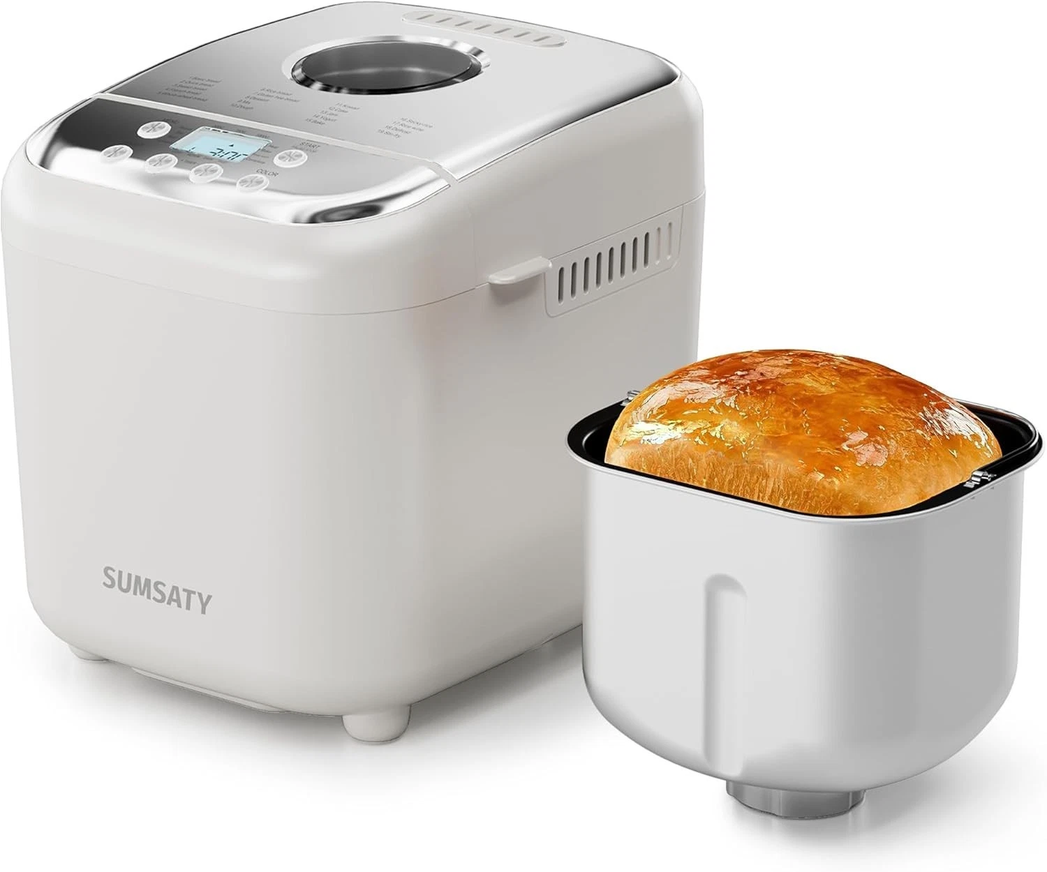 Sumsaty BM8111 Bread Maker 16 Programs 360 Baking Non-Stick Ceramic Pan 2.2lb