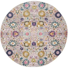 Nourison Passion 5'3" x Round Area -Rug, Boho, Moroccan, 5'3" (Round) Silver
