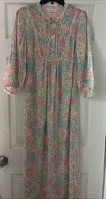 Vintage Barbizon Long Nightgown S Floral 3/4 Sleeve Buttons Clarice Collection