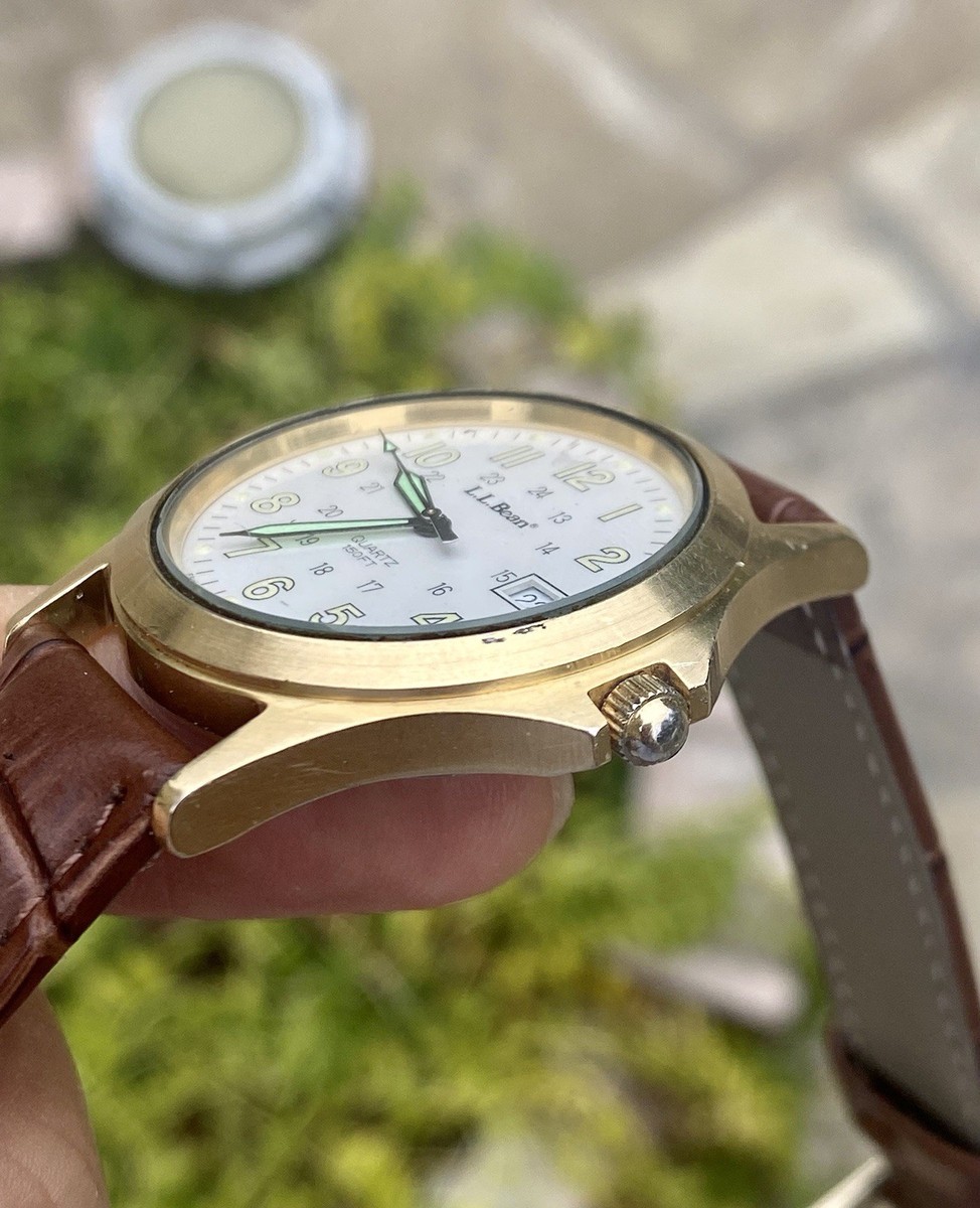Vintage LL Bean Khaki Field Watch 24h Dial French Quartz Movement