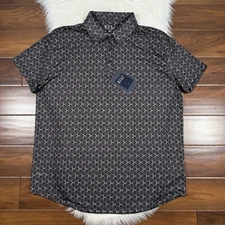 BYLT Men's Size XXL Black Pendulum Print 19th Hole Polo Shirt