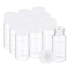 10pcs 10ml Small Clear Glass Vials with White Screw Cap Glass Graduated