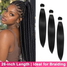 Braiding Hair Pre Stretched 26",Tangle-Free,Lightweight,Natural,Knotless Braids