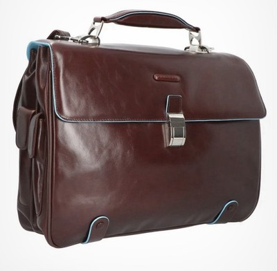 Piquadro Arbeitstasche Leder Mahagoni PC-Halter 15,6'' Blue Square 24 Stunden