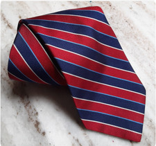 Brooks Brothers Makers Silk Repp Tie Navy Crimson Made in USA Woven in England