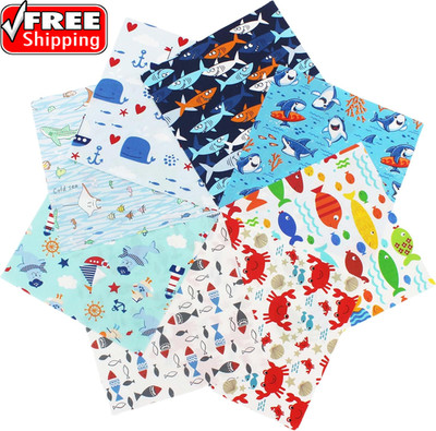 Ocean Theme 10X10 Inch Cotton Fabric Squares for Quilting - 48 Precut Layer Cake