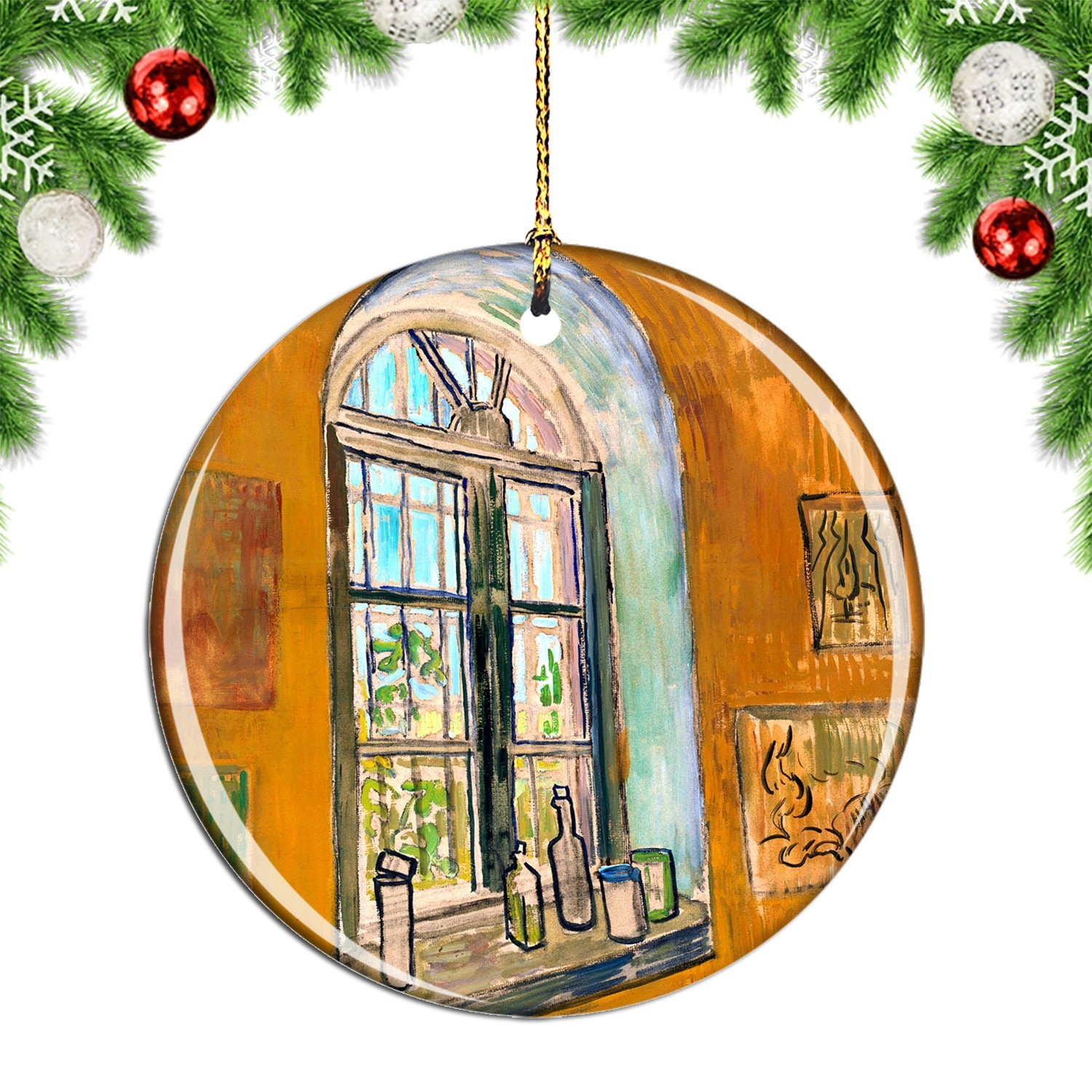 Van Gogh Window In The Studio Painting Christmas ornament city travel souvenir