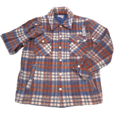 Scotch & Soda Brushed Flannel Overshirt Mens Large Orange Blue Plaid Button-Up