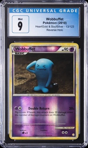 2010 POKEMON HEARTGOLD & SOULSILVER REVERSE HOLO #13 WOBBUFFET CGC 9