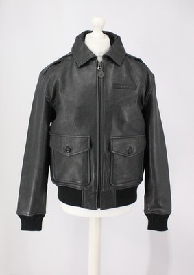 AVIREX HERREN FLIGHT A-2 JACKE LEDER SAMPLE GR. M VINTAGE SCHWARZ IB