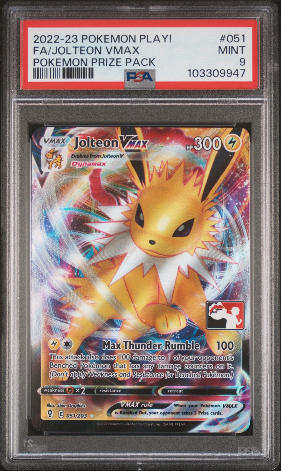 2022-2023 POKEMON PLAY! POKEMON PRIZE PACK #051 FULL ART/JOLTEON