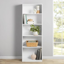 Mainstays 5 Shelf Bookcase White Adjustable Shelves Bookshelf Storage Unit