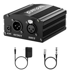 NEEWER NW-100D 48V Phantom Power Supply w/ XLR Cable (8ft)