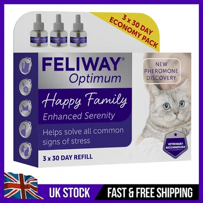 Feliway Optimum 48ml Refill X 3 | 30 Day Value Pack Cat Calming Diffuser