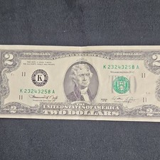 1976 $2 Dollar Bill Low Serial # With Double Digits, VERY RARE, U.S.A. Currency