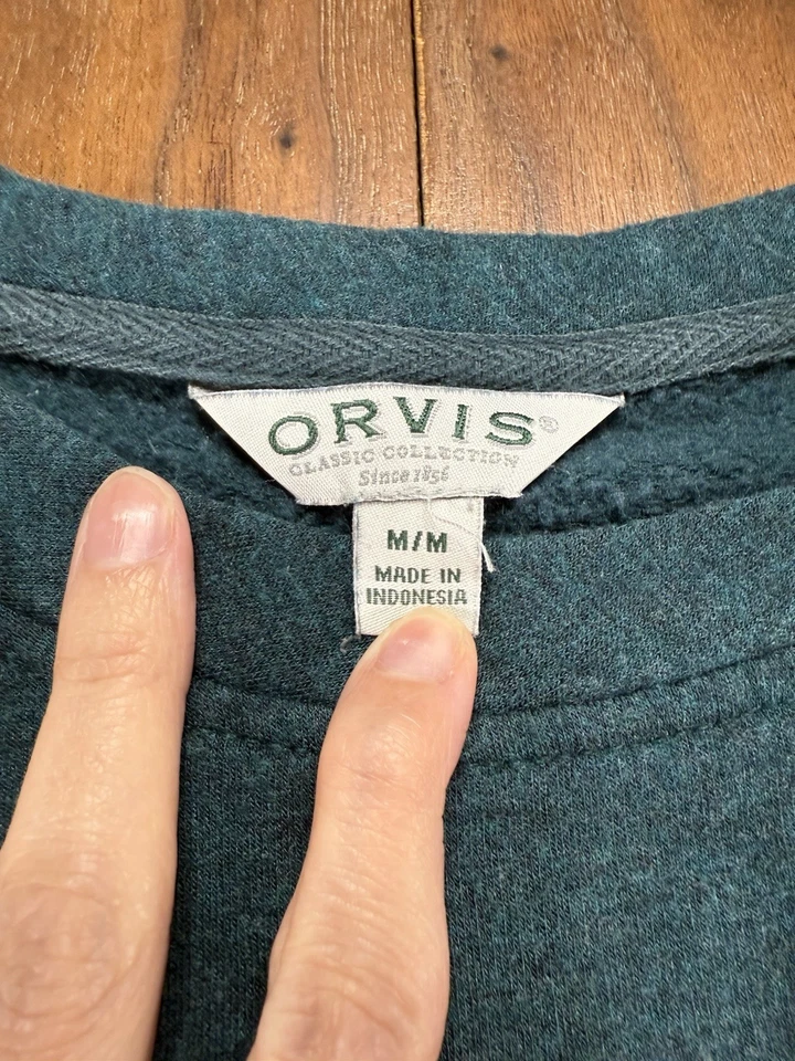 Sudadera para mujer Orvis talla mediana pulóver verde, suave cómoda Foto 2 de 4