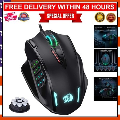 M908 Optical Gaming Mouse - Max 12,400 DPI Sensitivity with LED Features