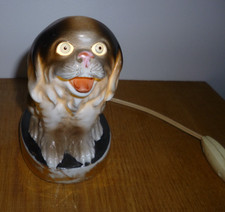 Art Déco Ancienne lampe veilleuse chien "cavalier king Charles" en porcelaine