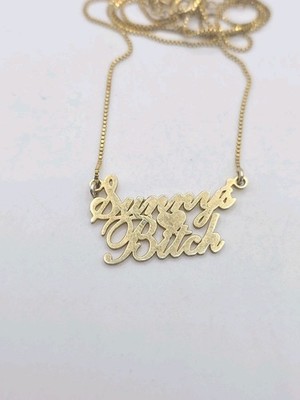 Goldfarbene Sterling Silber 925 Sunny's B**** Halskette 20-22 Zoll