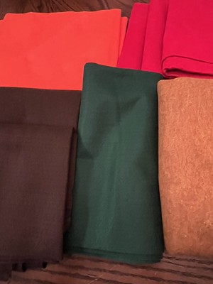 Felt Fabric Lot Large Pieces Crafts Gold/Tan, Red, Green, Dark Brown, Orange