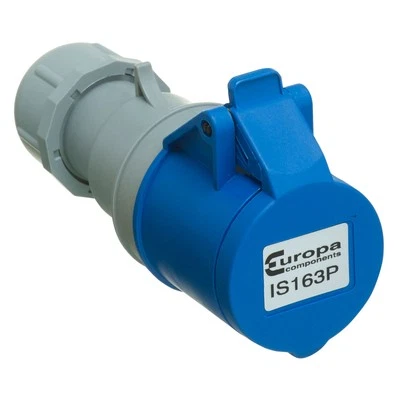 EUROPA COMPONENTS Europa 230V 2P+E 16A Blue IP44 In Line Socket 1 - 2.5mm Cross Section
